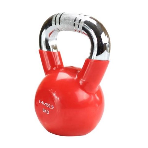 Kettlebell żeliwny uchwyt chrom radełkowany HMS KTC10 RED