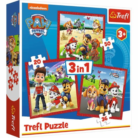 Puzzle 3w1 Wesołe pieski Psi Patrol PAW PATROL 34867 Trefl