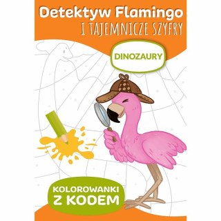 PROMO Detektyw Flamingo i tajemnicze szyfry. Kolorowanki z kodem. Dinozaury KS66027 Trefl