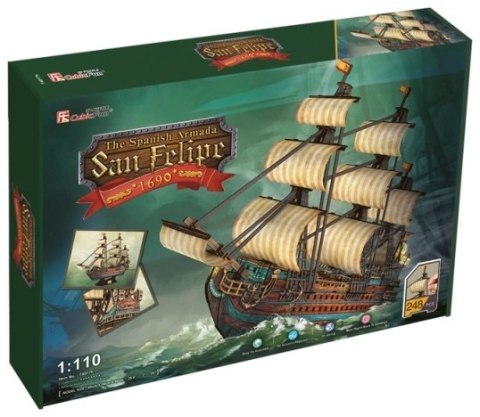 Puzzle 3D Żaglowiec The Spanisch Armada San Felipe AD1690 248el. 24017 DANTE p.6 CubicFun