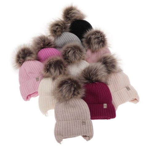 Czapka i komin dla dziewczynki zimowy komplet, biały, 100% wełniana merino, wiązany Junika Czapka i komin dla dziewczynki zimowy komplet, biały, 100% wełniana merino, wiązany Junika