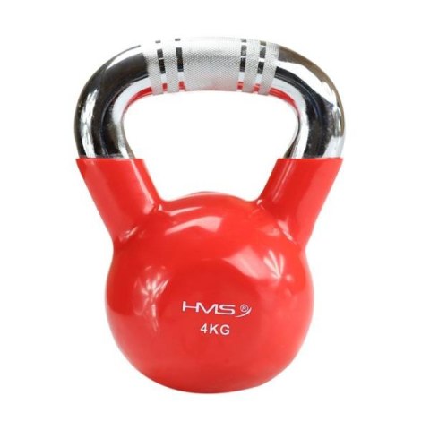 Kettlebell żeliwny uchwyt chrom radełkowany HMS KTC06 RED