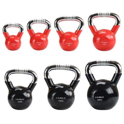 Kettlebell żeliwny uchwyt chrom radełkowany HMS KTC12 BLACK