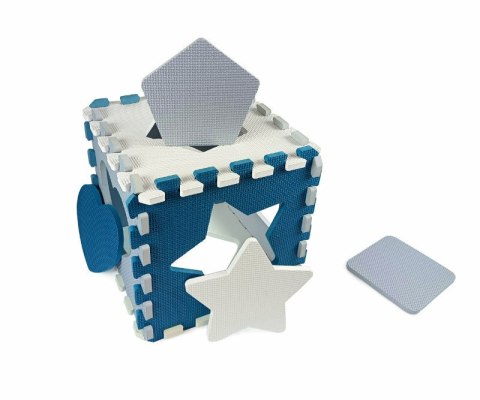 Mata piankowa puzzle Jolly 3x3 Shapes blue niebieska Milly Mally