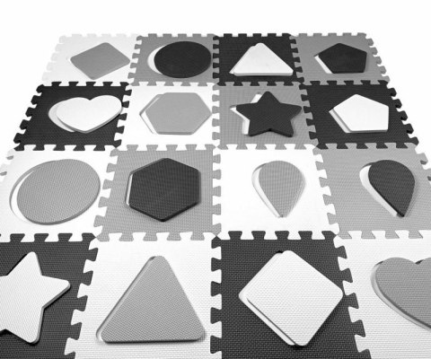 Mata piankowa puzzle Jolly 4x4 Shapes grey szara Milly Mally