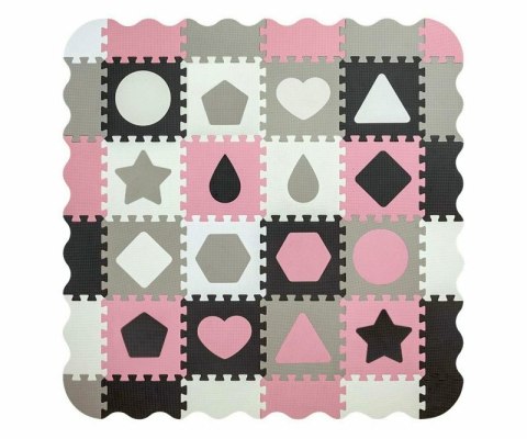 Mata piankowa puzzle Jolly 4x4 Shapes pink grey różowo-szara Milly Mally