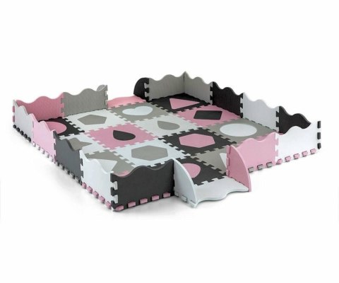 Mata piankowa puzzle Jolly 4x4 Shapes pink grey różowo-szara Milly Mally