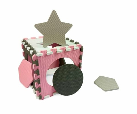 Mata piankowa puzzle Jolly 4x4 Shapes pink grey różowo-szara Milly Mally