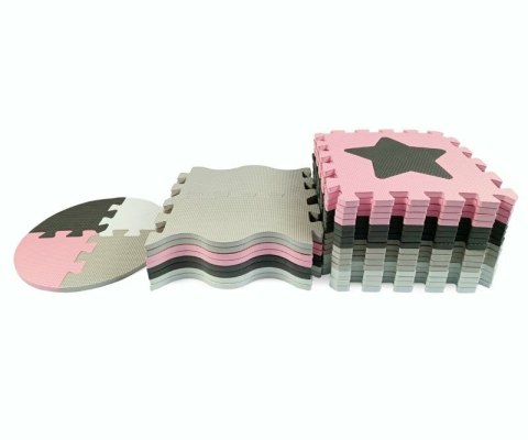 Mata piankowa puzzle Jolly 4x4 Shapes pink grey różowo-szara Milly Mally