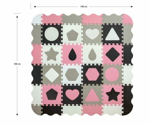 Mata piankowa puzzle Jolly 4x4 Shapes pink grey różowo-szara Milly Mally