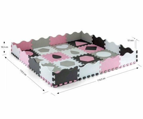 Mata piankowa puzzle Jolly 4x4 Shapes pink grey różowo-szara Milly Mally