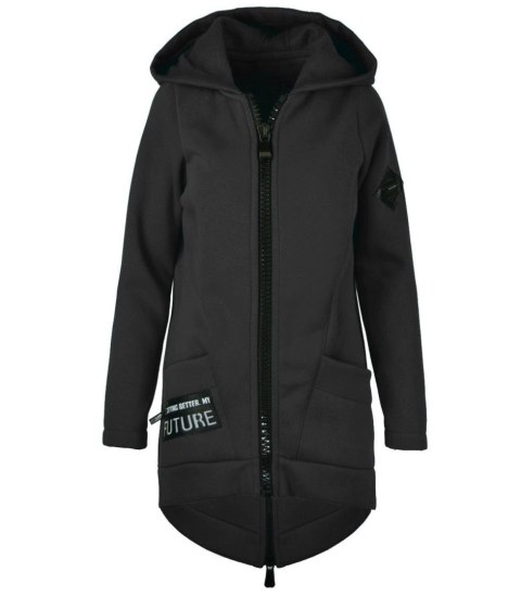 Długa bluza damska z kapturem parka gruba ciepła (Czarny) S (36) Długa bluza damska z kapturem parka gruba ciepła (Czarny) S (36)