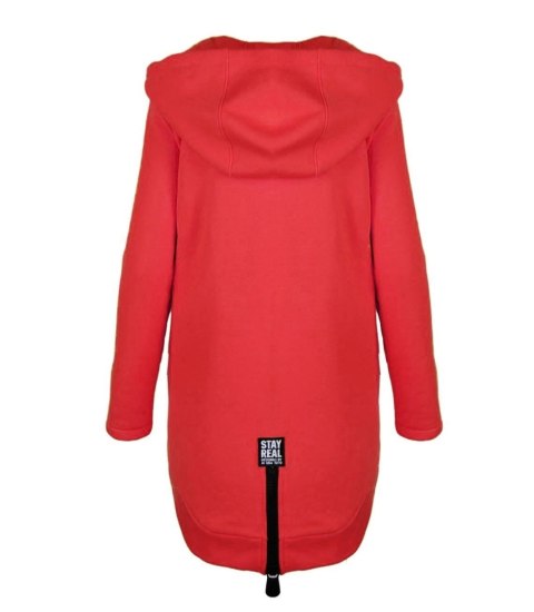 Długa bluza damska z kapturem parka gruba ciepła (Czerwony) S (36) Długa bluza damska z kapturem parka gruba ciepła (Czerwony) S (36)