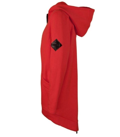 Długa bluza damska z kapturem parka gruba ciepła (Czerwony) S (36) Długa bluza damska z kapturem parka gruba ciepła (Czerwony) S (36)