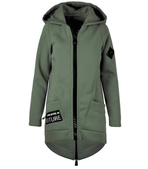 Długa bluza damska z kapturem parka gruba ciepła (Zielony) S (36) Długa bluza damska z kapturem parka gruba ciepła (Zielony) S (36)
