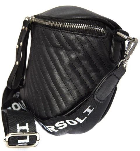 Duża torebka miejska pikowana crossbody biodrówka nerka Pasek (Czarny) Duża torebka miejska pikowana crossbody biodrówka nerka Pasek (Czarny)