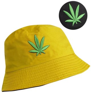 Dwustronny kapelusz turystyczny bucket hat 2w1 (Żółty)