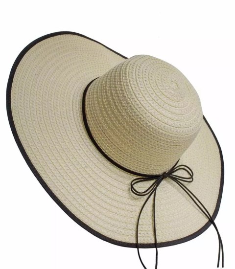 Elegancki damski Kapelusz słomkowy tasiemka (Beżowy) Elegancki damski Kapelusz słomkowy tasiemka (Beżowy)