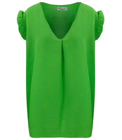 Bluzka koszulka dekolt V krótki rękaw Elegancka (Zielony) 3XL/4XL Bluzka koszulka dekolt V krótki rękaw Elegancka (Zielony) 3XL/4XL