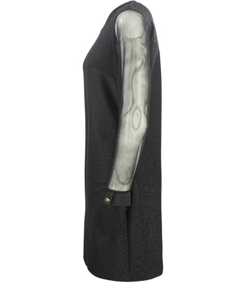 Brokatowa sukienka z tiulowymi rękawami Elegancka (Czarny) 38 Brokatowa sukienka z tiulowymi rękawami Elegancka (Czarny) 38