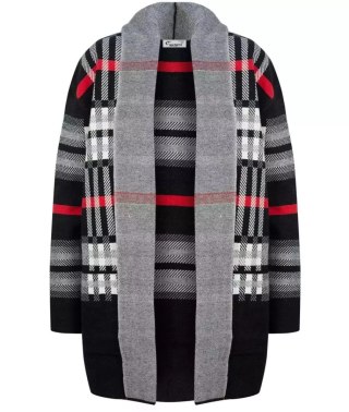 CIEPŁY Sweter Kardigan narzutka KRATA Elegancki (Czarny) L/XL