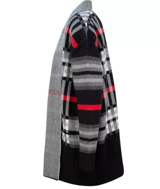 CIEPŁY Sweter Kardigan narzutka KRATA Elegancki (Czarny) L/XL