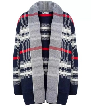 CIEPŁY Sweter Kardigan narzutka KRATA Elegancki (Granatowy) L/XL