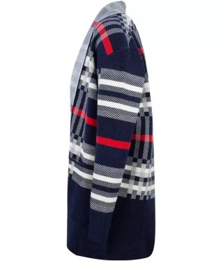 CIEPŁY Sweter Kardigan narzutka KRATA Elegancki (Granatowy) L/XL