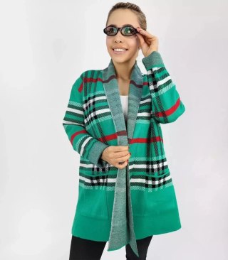 CIEPŁY Sweter Kardigan narzutka KRATA Elegancki (Zielony) L/XL
