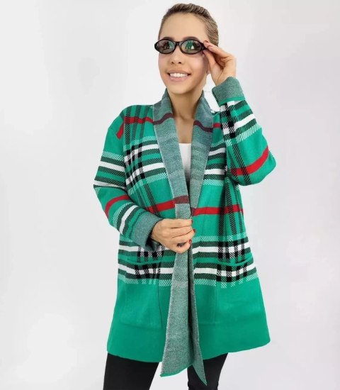 CIEPŁY Sweter Kardigan narzutka KRATA Elegancki (Zielony) L/XL CIEPŁY Sweter Kardigan narzutka KRATA Elegancki (Zielony) L/XL