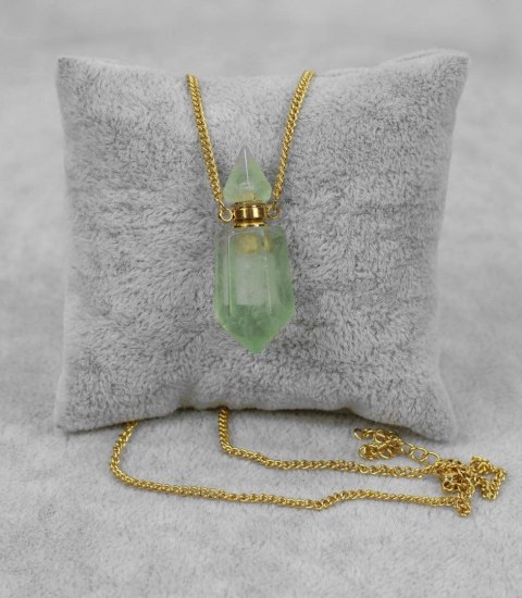 Naszyjnik wisiorek perfumetka Fluoryt kobiecy (Złoty \ Fluoryt)