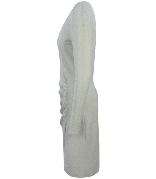 Ołówkowa sukienka dopasowana brokat połysk Elegancka (Szary) L/XL