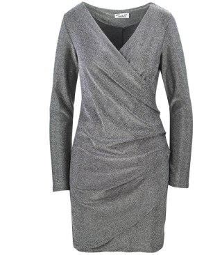 Ołówkowa sukienka z brokatowym połyskiem MINI Elegancka (Srebrny) 40