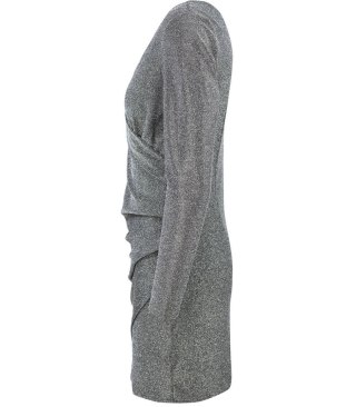 Ołówkowa sukienka z brokatowym połyskiem MINI Elegancka (Srebrny) 40