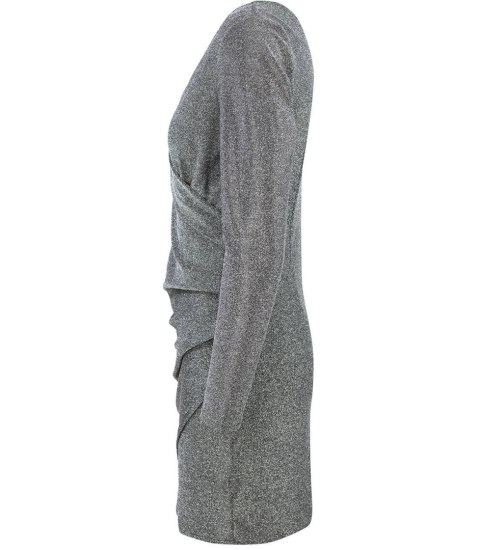 Ołówkowa sukienka z brokatowym połyskiem MINI Elegancka (Srebrny) 40 Ołówkowa sukienka z brokatowym połyskiem MINI Elegancka (Srebrny) 40