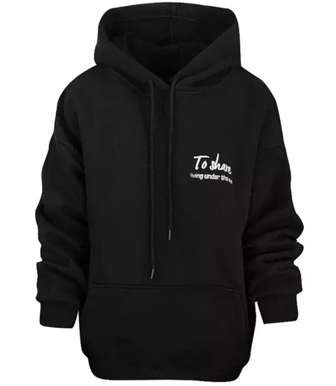 Ciepła bluza unisex bawełna napis kangurka (Czarny) L/XL Ciepła bluza unisex bawełna napis kangurka (Czarny) L/XL