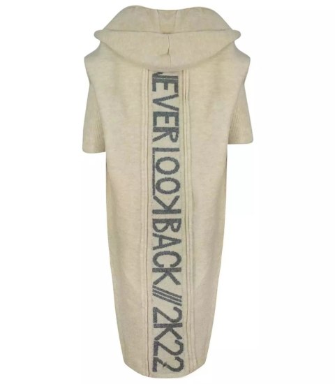 Długi kardigan Sweter z wełną Ciepły Napis NEVER LOOK BACK (Beżowy) S (36) Długi kardigan Sweter z wełną Ciepły Napis NEVER LOOK BACK (Beżowy) S (36)