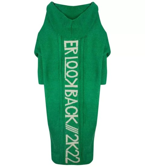 Długi kardigan Sweter z wełną Ciepły Napis NEVER LOOK BACK (Zielony) S (36) Długi kardigan Sweter z wełną Ciepły Napis NEVER LOOK BACK (Zielony) S (36)