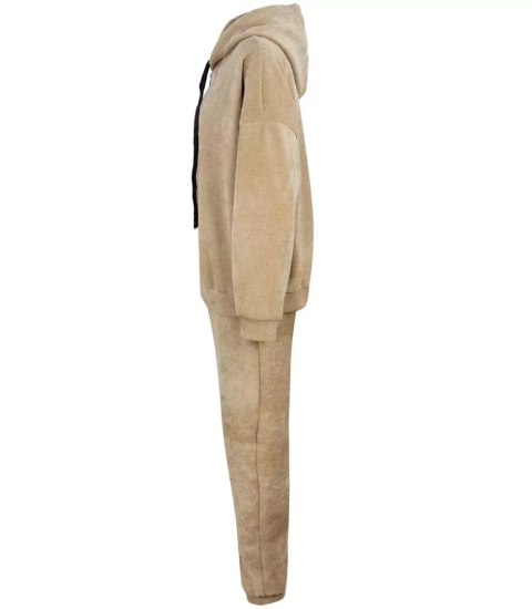Dres komplet sztruks spodnie bluza suwak Ciepły Damski (Beżowy) Dres komplet sztruks spodnie bluza suwak Ciepły Damski (Beżowy)