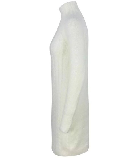 Dzianina sukienka sweter golf z wełną mini (Beżowy) Dzianina sukienka sweter golf z wełną mini (Beżowy)