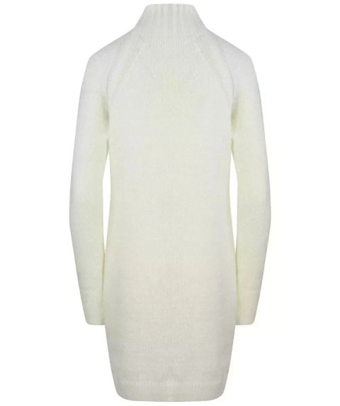 Dzianina sukienka sweter golf z wełną mini (Beżowy) Dzianina sukienka sweter golf z wełną mini (Beżowy)