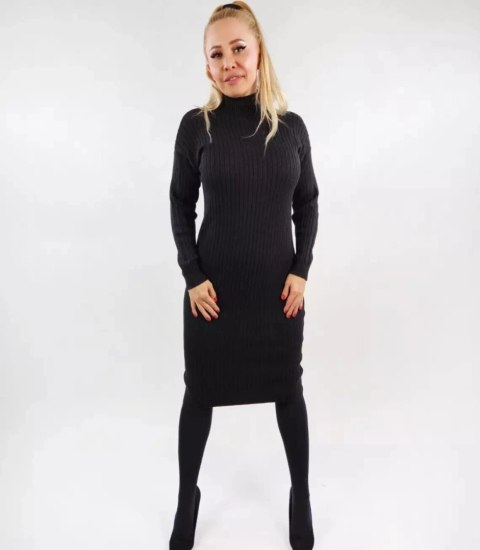Sukienka sweter z golfem Ciepła i miła Elastyczna Elegancka (Czarny) Sukienka sweter z golfem Ciepła i miła Elastyczna Elegancka (Czarny)