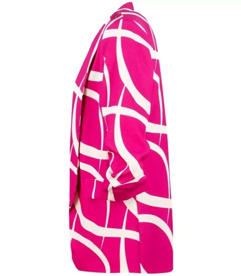 Żakiet marynarka pastelowa drapowany rękaw Elegancki 3/4 (Różowy) S (36)