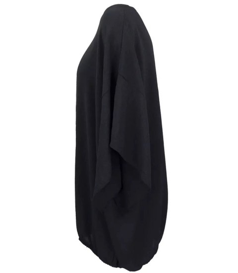 Zwiewna bluzka rękawy motyl rozcięcia elegancka luźna oversize (Czarny) 46/48 Zwiewna bluzka rękawy motyl rozcięcia elegancka luźna oversize (Czarny) 46/48
