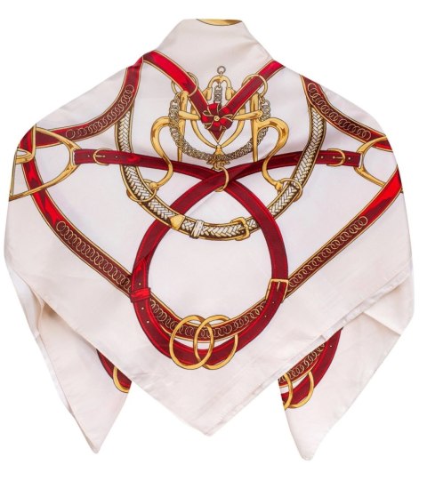 Chusta delikatna elegancka apaszka print (Czerwony || Beżowy) Chusta delikatna elegancka apaszka print (Czerwony || Beżowy)