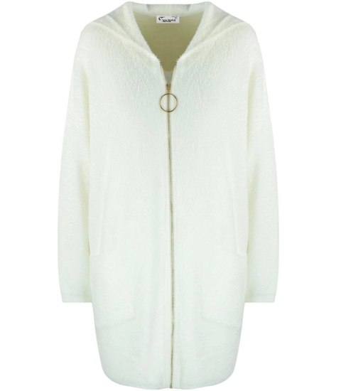 Ciepły płaszczyk ALPAKA Kardigan miś miły przytulny ELA (Biały) L/XL Ciepły płaszczyk ALPAKA Kardigan miś miły przytulny ELA (Biały) L/XL