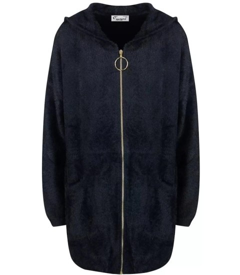 Ciepły płaszczyk ALPAKA Kardigan miś miły przytulny ELA (Czarny) L/XL Ciepły płaszczyk ALPAKA Kardigan miś miły przytulny ELA (Czarny) L/XL
