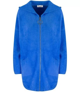 Ciepły płaszczyk ALPAKA Kardigan miś miły przytulny ELA (Niebieski) L/XL