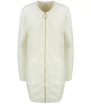 Ciepły płaszczyk kurtka ALPAKA Kardigan Elegancki TINA (Beżowy) L/XL