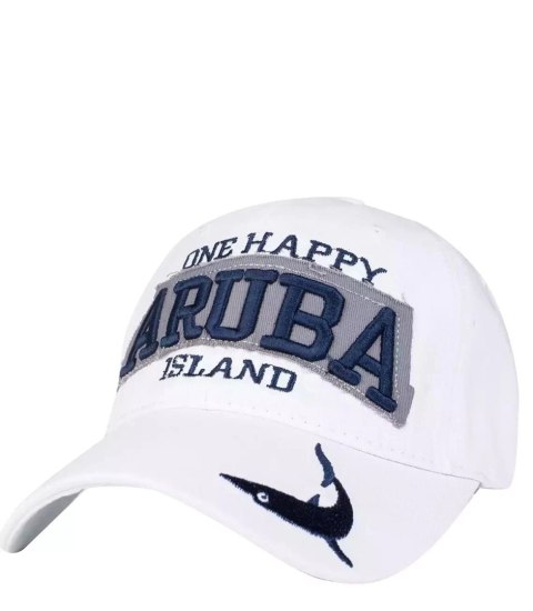 Czapka z daszkiem ozdobiona napisem ARUBA (Biały) Czapka z daszkiem ozdobiona napisem ARUBA (Biały)